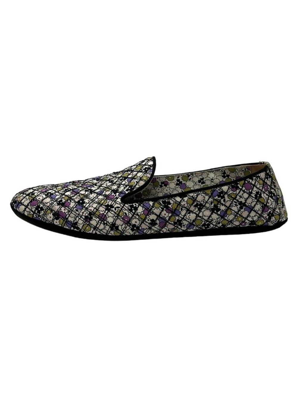 Bottega Veneta Flat Shoes Black Ivory Multi Floral Stitch